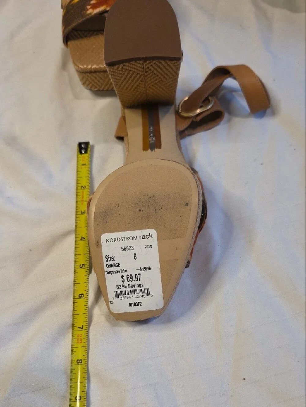 Sam Edelman Tan Platform Sandals with Patterned Straps Sz 8